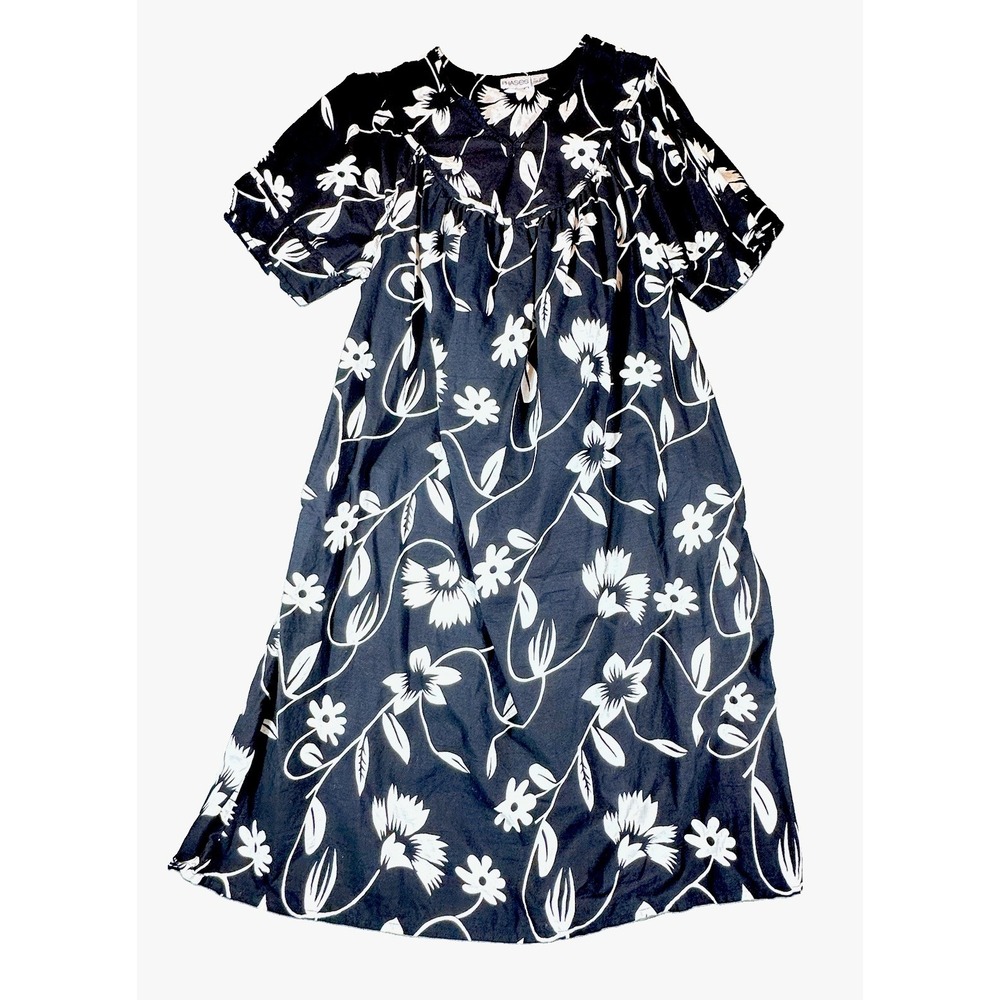 Phases Vtg House Patio Lounge Dress Women XL Floral Print Muumuu Maxi Cotton